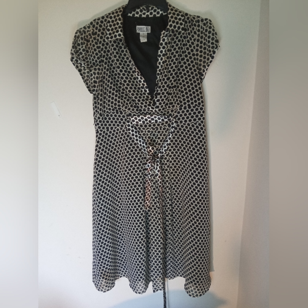 ROBBIE BEE | BLACK AND WHITE POLKA DOT DRESS | SIZE 12